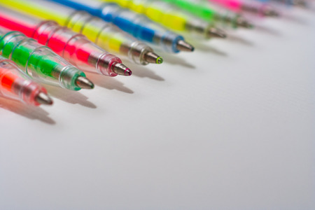 Multicolored pencils isolated on white background. Pencils of different colors close-upの写真素材