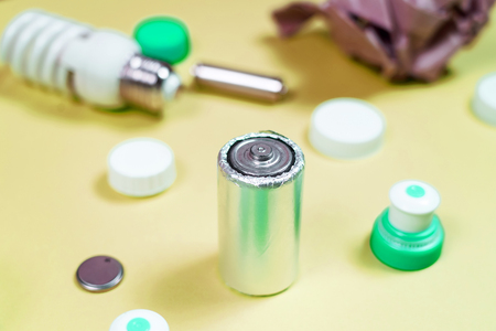 Trash and assorted garbage isolated on background, recycle concept,の写真素材