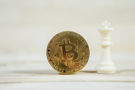 Bitcoin cryptocurrency concept bitcoin strategy with king chessの写真素材