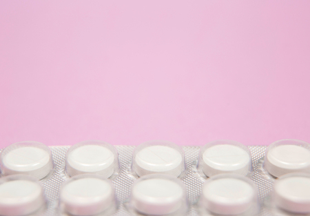 Background of blisters of pharmaceutical pills with copy spaseの写真素材