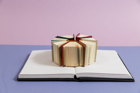 Many books in a bookstore or library on background with copy space