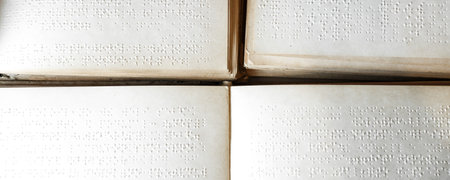 close up view braille text on old book
