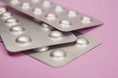 Background of blisters of pharmaceutical pills with copy spase