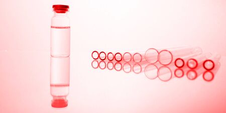 Group of vials with medication on blue methacrylate table. Horizontal composition.の写真素材