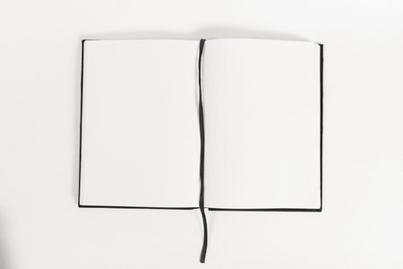 An open book on a table. Copy spaceの写真素材