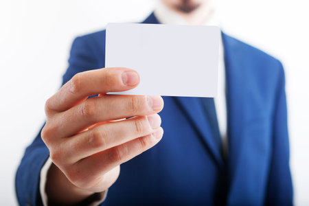 Closeup of torso of confident business man wearing elegant suit