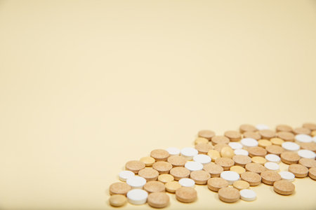 A photo of different medical drugs, tablets and pillsの写真素材