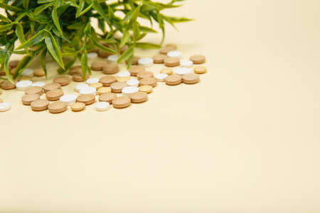 A photo of different medical drugs, tablets and pillsの写真素材
