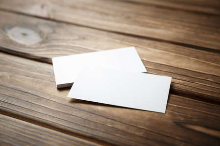 Business cards blank. Mockup on color background. Flat Lay. copy space for textの写真素材