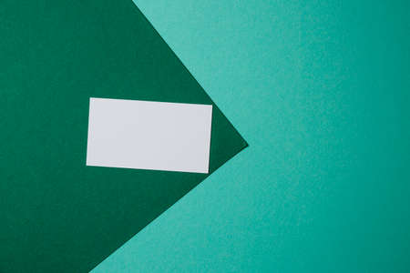 Business cards blank. Mockup on color background. Flat Lay. copy space for textの写真素材