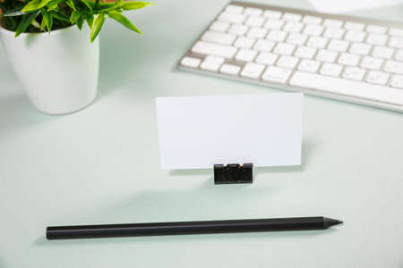 Business cards blank. Mockup on color background. Copy space for textの写真素材