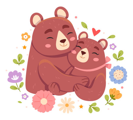 Bears hug.Two cute bears in love.Hug Day.のイラスト素材