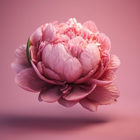beautiful pink ranunculus flower on a pink background. AI Generated,の素材