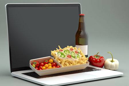 Smartphone and online food shopping. delivery concept. AI Generatedの素材
