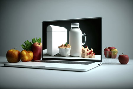 Smartphone and online food shopping. delivery concept. AI Generatedの素材