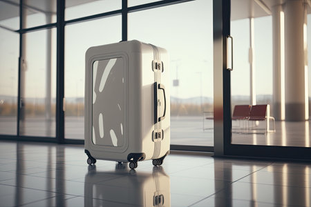 modern suitcase at the airport. travel and journey concept. AI Generatedの素材
