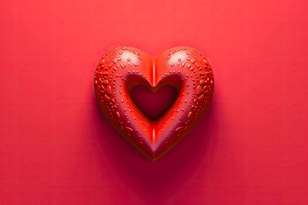 red valentine heart on red background. ai generatedの素材