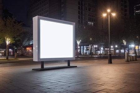 advertisement board with copy space area in night city , ai generated.の素材