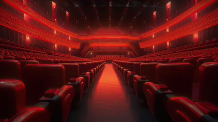 empty red seats in the cinema, AI Generated.の素材