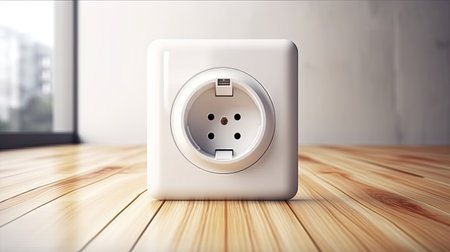 white smart socket in modern room, AI Generated.の素材