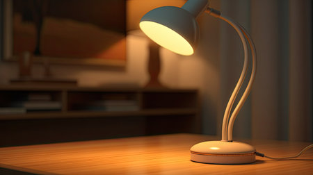 retro desk lamp on the table. AI Generatedの素材