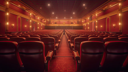 empty red seats in the cinema, AI Generated.の素材