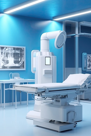 x-ray scan medical diagnosis machine at hospital health care lab. AI Generatedの素材