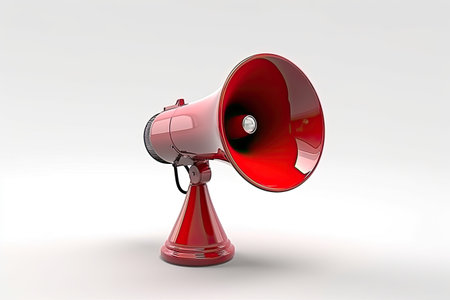 red megaphone on the light background, AI Generated.の素材