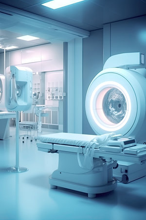 x-ray scan medical diagnosis machine at hospital health care lab. AI Generatedの素材