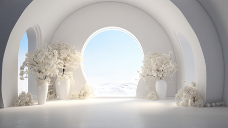 wedding classical arch with flowers for wedding ceremonyの素材