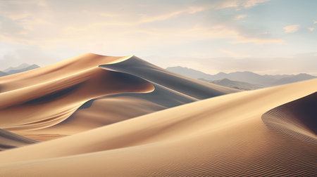 amazing rolling sand dunes in desert, ai generatedの素材