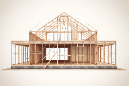 New framing construction of big house, ai generated.の素材
