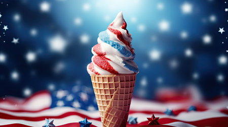 ice cream and Happy Labor Day. independence day. 4th of july, ai generated.の素材
