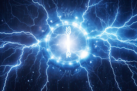 digital lightning network of the bitcoin blockchain technology , AI Generated.の素材