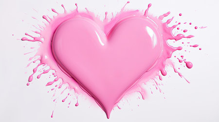 pink paint love heart shape for Valentine's Dayの素材