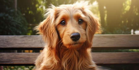 cute dog sitting on the bench, ai generated.の素材