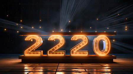 number 2220 written in beautiful font with lightsの素材