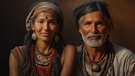 portrait of beautiful happy indian couple.の素材