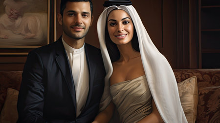 portrait of a wealthy arab couple.の素材