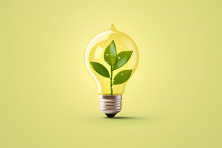 eco light bulb with leaf . environmental and eco worldの素材