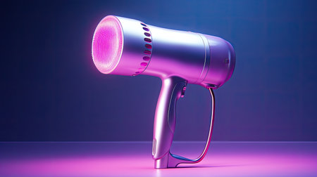 modern hair dryer isolated on dark color background.の素材