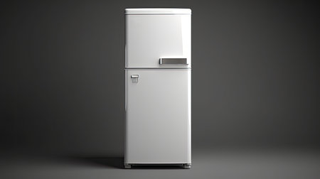 modern fridge isolated on dark gray background, ai generatedの素材