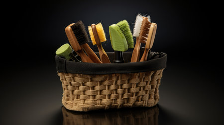eco basket with cleaning eco brushes, sponges and ragの素材
