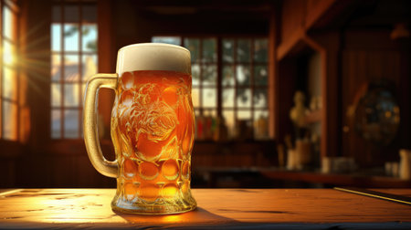 Glass of fresh beer on a dark background. ai generatedの素材