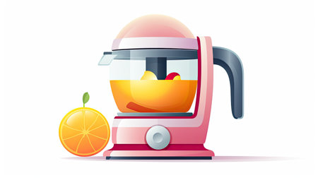 Electric juicer with fresh juice and fruitsの素材