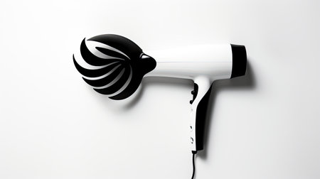 white hair dryer isolated on white background.の素材