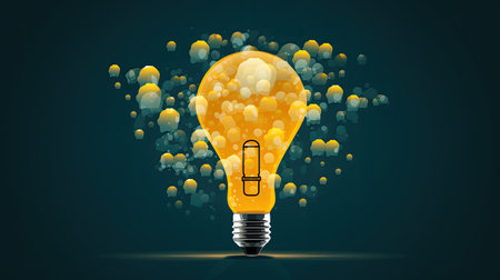 Creative light bulb on the light background.の素材