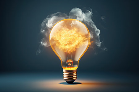 Creative light bulb on the light background.の素材