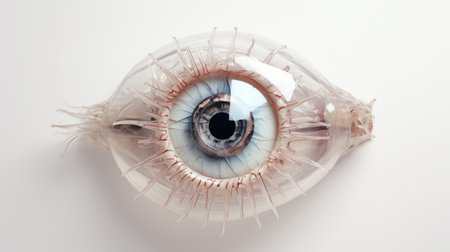 Realistic model of eye on white background.の素材