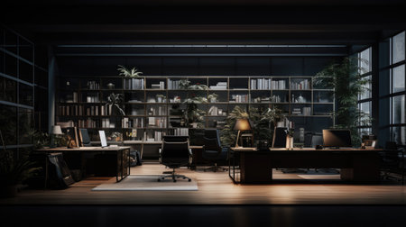 office model with the dark background, ai generatedの素材